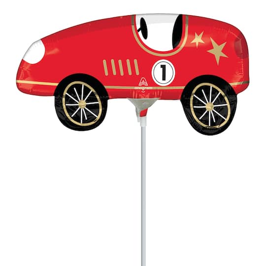 14" Race Cars Foil Stick Balloon